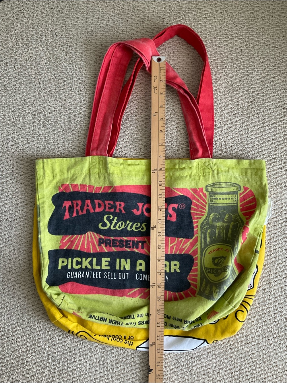 2 Trader Joe Reusable Canvas Bags Breakfast Waffle Toast Milk & Pickle Jar READ - Picture 4 of 8